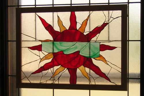 Stained glass student artwork.